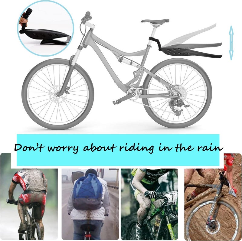 Fat Cat Adjustable Road Mountain Bike Bicycle Cycling Tire Front/Rear Mud Guards Mudguard Fenders Set (Black-2) - Image 4